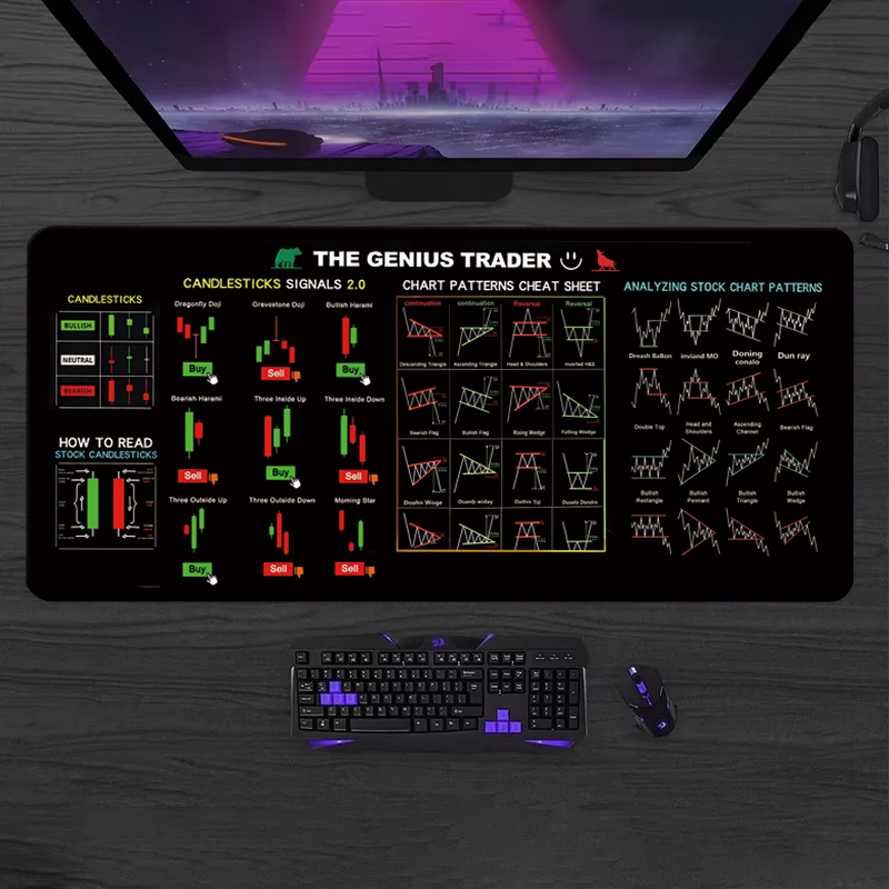 Gaming Keyboard And Mouse Pad - Exco stock market trader mouse pad