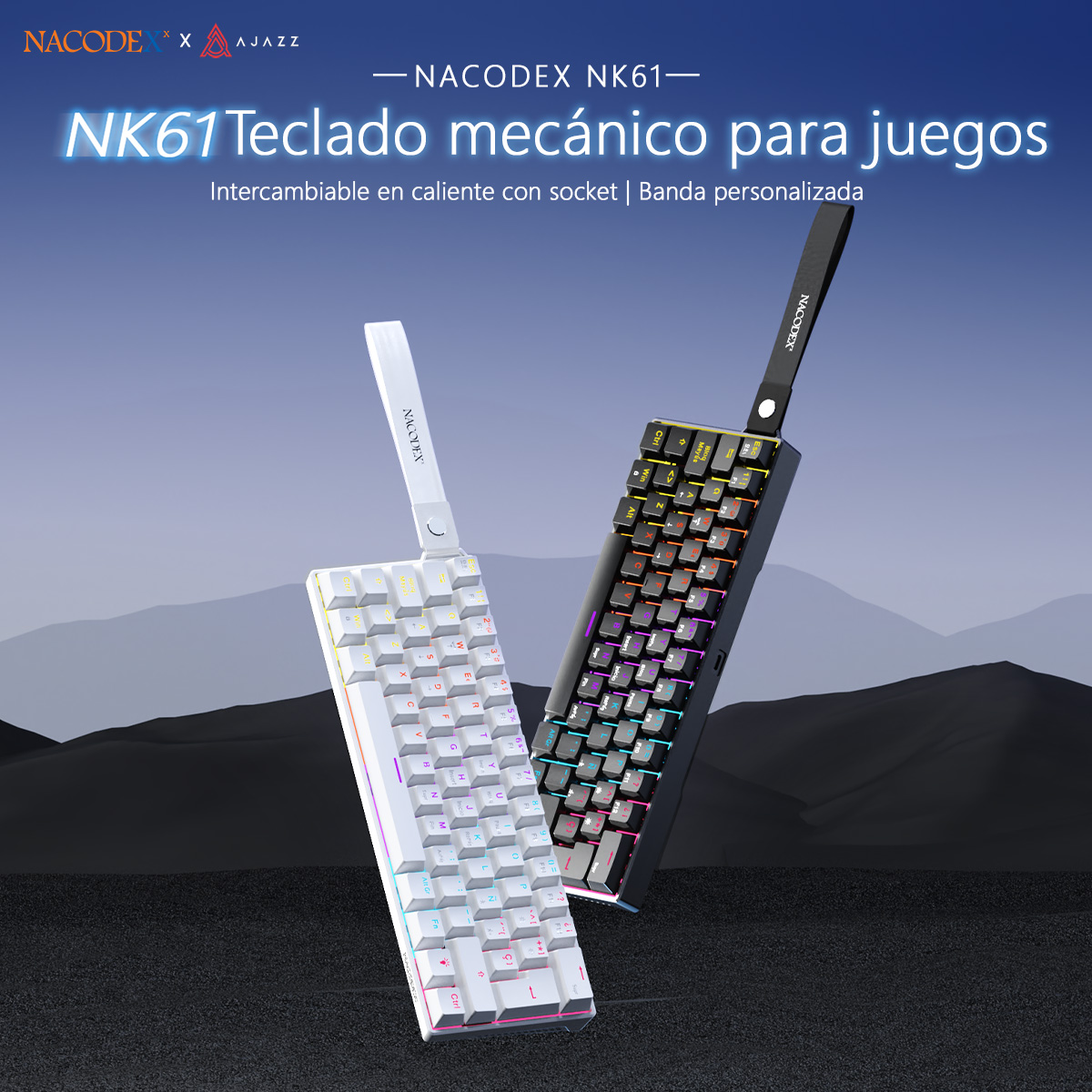 Gaming Keyboard Mini Mechanical - Teclado Mecânico Gamer AJAZZ NK61 com
