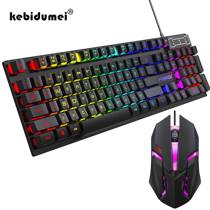 Gaming Keyboard Mouse And Headset Combo - Teclado mecânico retroiluminado com 104 teclas,