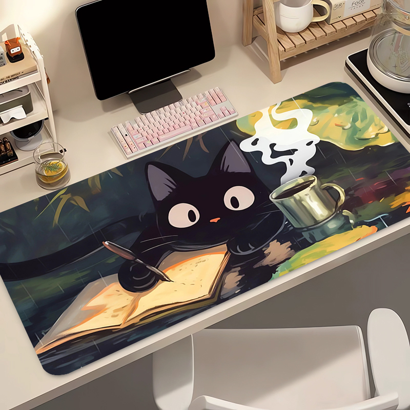 Gaming Keyboard Mouse - Kawaii gato preto silicone macio gaming