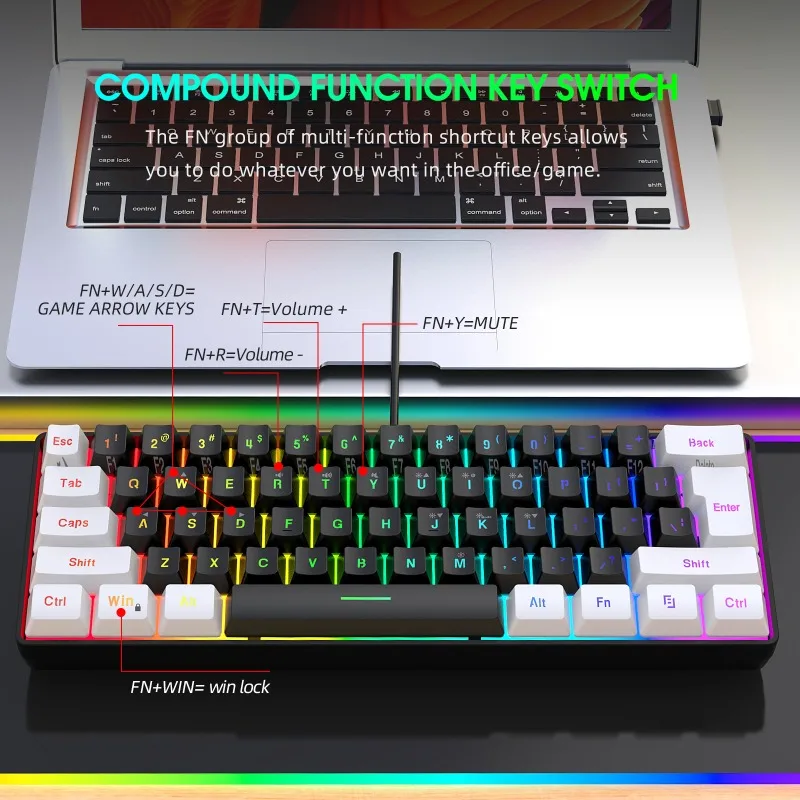 Kit de Teclado e Mouse 60% par - Gaming Keyboard Mouse And Headset Combo avaliação e preço