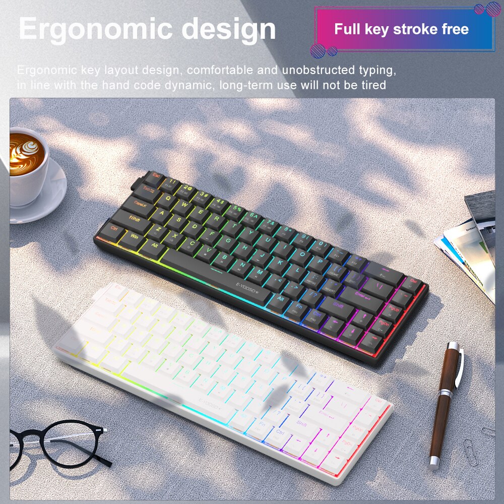 E-YOOSO a68 rgb mini fino usb  - Gaming Keyboard Mini Mechanical avaliação e preço