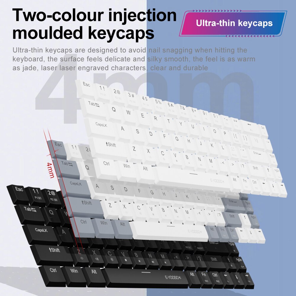 E-YOOSO a68 rgb mini fino usb  - Gaming Keyboard Mini Mechanical avaliação e preço