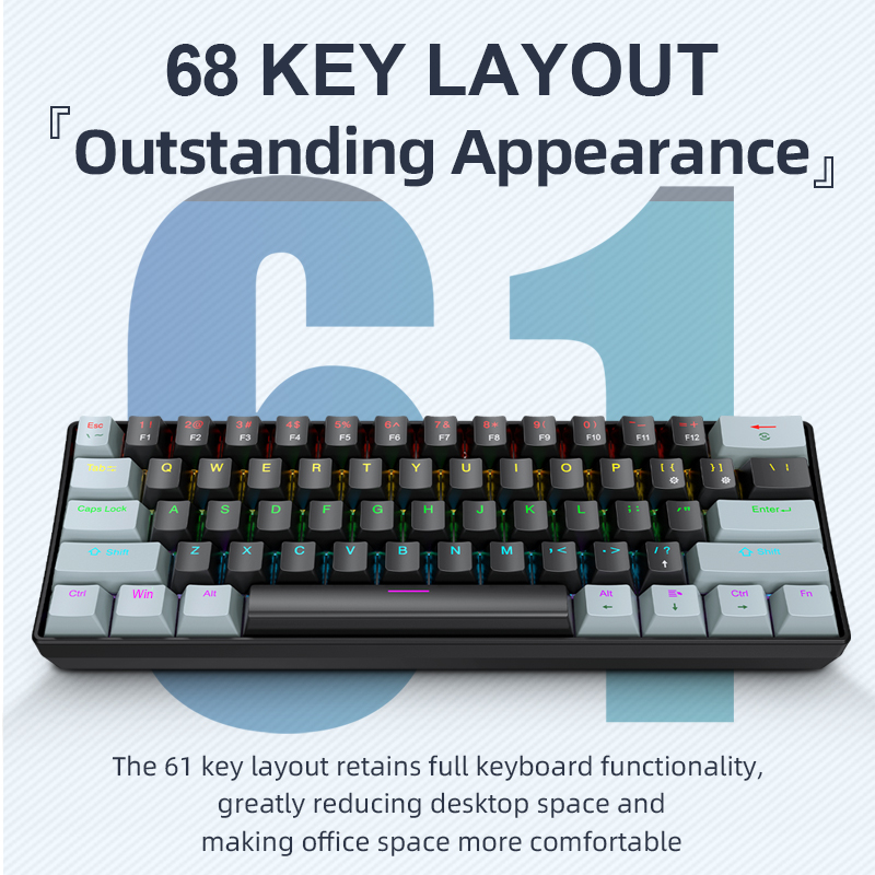 APAYADO K61 Mini teclado mecân - Keyboard Gaming Blue Switch avaliação e preço