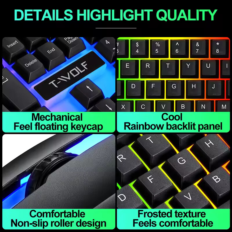 Recém lançado jogo quente escr - Gaming Keyboard Mouse And Headset Combo avaliação e preço