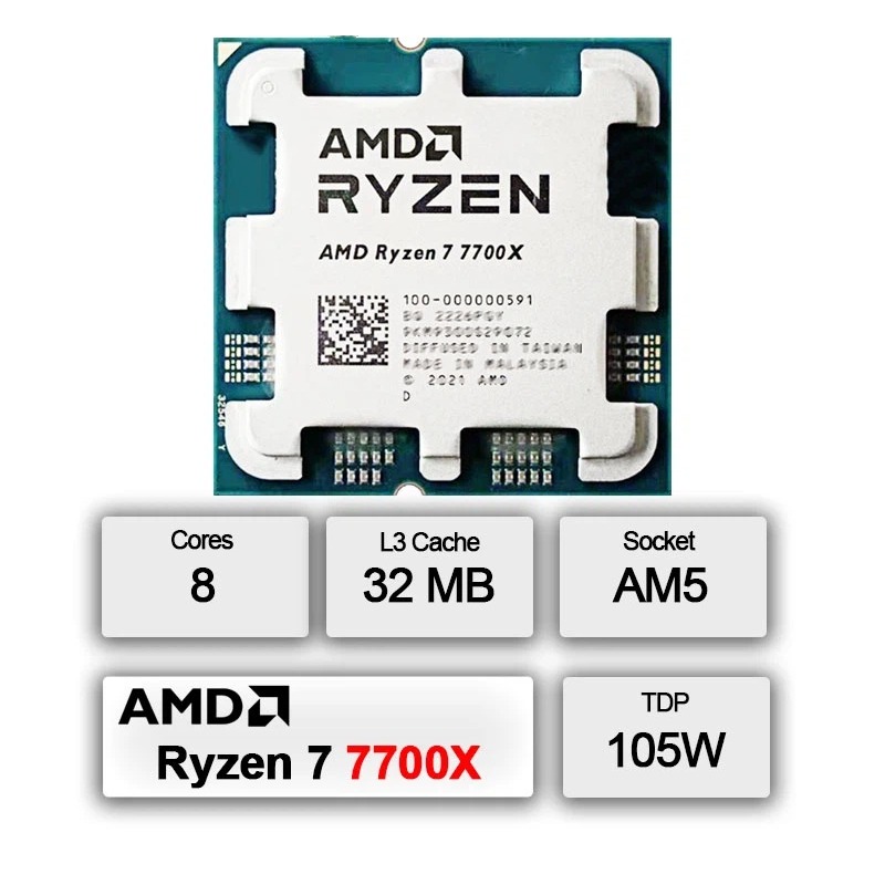 Processador AMD Ryzen 7 7700X  - Amd Cpu Ryzen 7 avaliação e preço