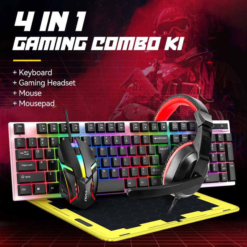 Combo de jogos espanhol 4 em 1 - Gaming Keyboard Mouse And Headset Combo avaliação e preço
