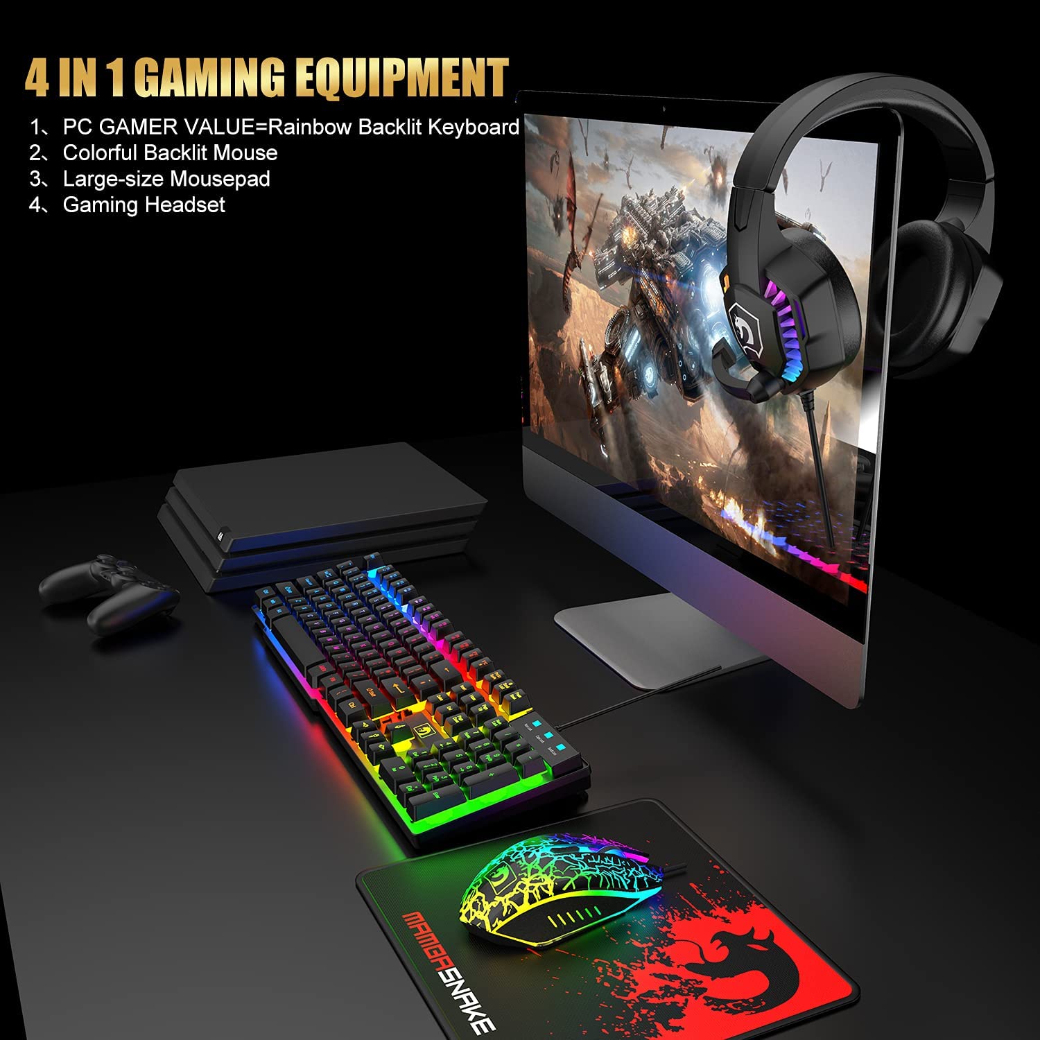 MAMBASNAKE X ZIYOULANG T11 Lay - Gaming Keyboard Mouse And Headset Combo avaliação e preço